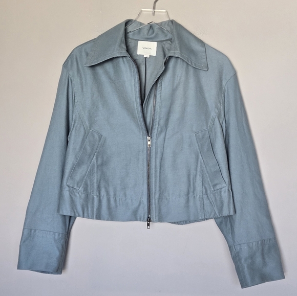 Vince Womens Zip Front Flight Jacket Horizon Blue - Picture 11 of 11
